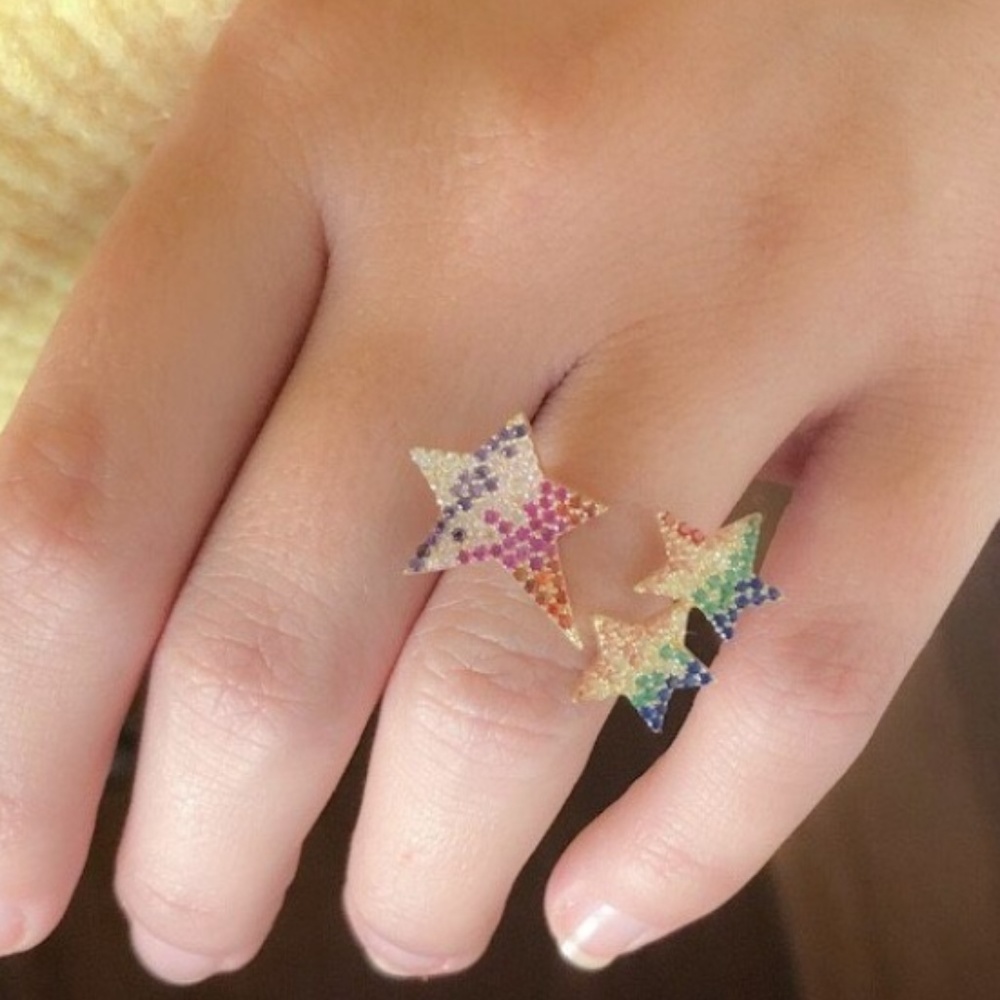 Nova Rainbow Star Adjustable Ring-925 Sterling Sil